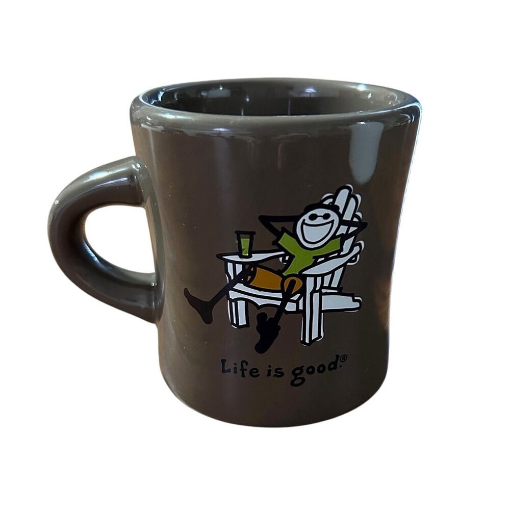 Life is Good Brown Ceramic Diner Mug Jake Adirondack Chair